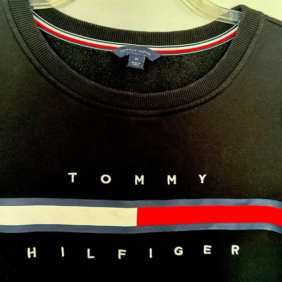 Tommy Hilfiger black sz med sweatshirt style dress embroidered letters 19.5” P2P - Picture 2 of 5
